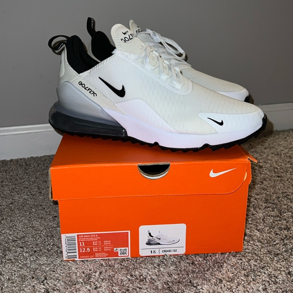Nike Air Max 270 Golf Mens Spikeless Golf Shoes Size 11 White Black CK6483-102
